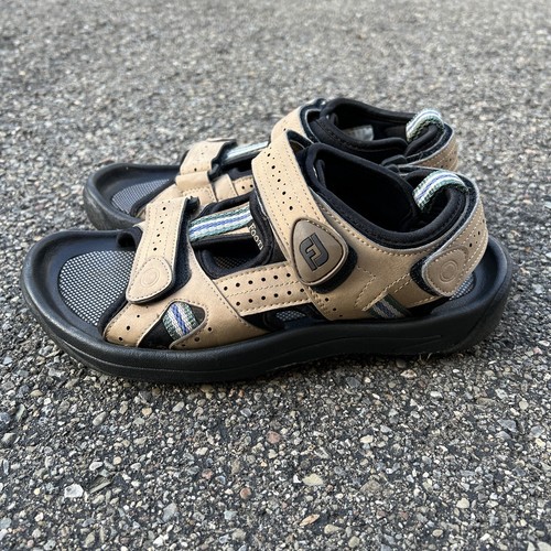 FootJoy Mens Golf Sandals Shoes Soft Spikes Model 48786 Beige Straps Size 8 M - Picture 5 of 9