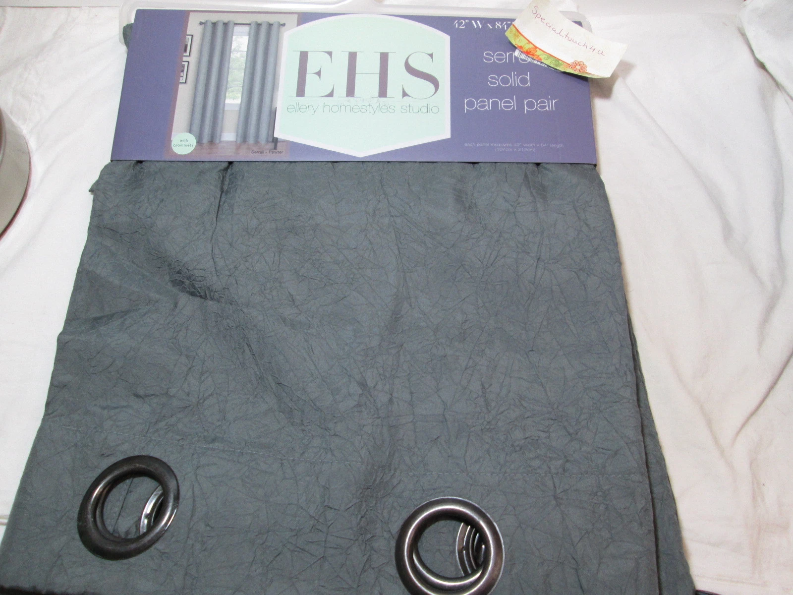 New EHS Ellery Homestyles Studio SERRELL Grommets Panels 2-42"x84" ~ Pewter NIP