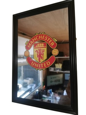 Manchester United lizenzierter Wandspiegel schwarzer Rahmen Dekor Fans Fußballverein