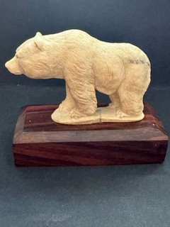Grizzly Bear shed Moose Antler figurine detailed carving Arctic Bear
