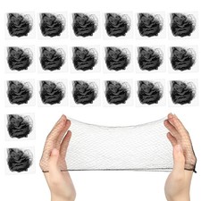 20 PCS Black Hair Nets Invisible Elastic Edge Mesh Wig Bun Dance Individual