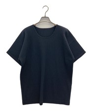 HOMME PLISSE ISSEY MIYAKE Pleated crew neck top Size: 3 Navy HP55JK020 Men