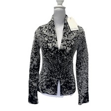 Cardigan Max Mara Astrakhan maglia lana cashmere angora nero grigio taglia S nuovo con etichette