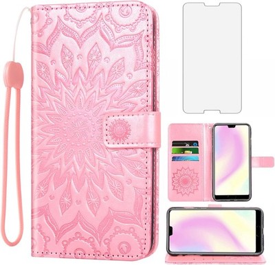 Asuwish Handyhülle für Huawei P20 Pro Wallet Case & Displayschutz, Roségold