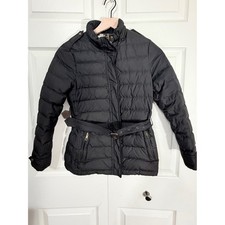 Burberry Kids Down Puffer Jacket Belted Check Lined Black Size 12 Burberry Coat