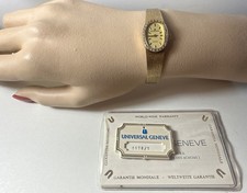 Vintage Universal Geneve Solid 14K Yellow Gold Ladies Watch 28 Tiny Diamond