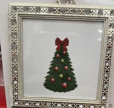 2025 Metal Mini Photo Picture Ornament Silver Square Sparkle . By Studio Decor