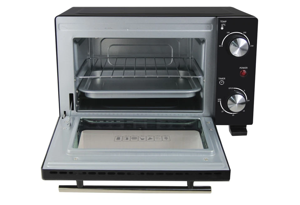 FORNO FORNETTO ELETTRICO 10 LITRI 800W TIMER CON GRIGLIA E TEGLIA COLORE NERO - Immagine 3 di 4
