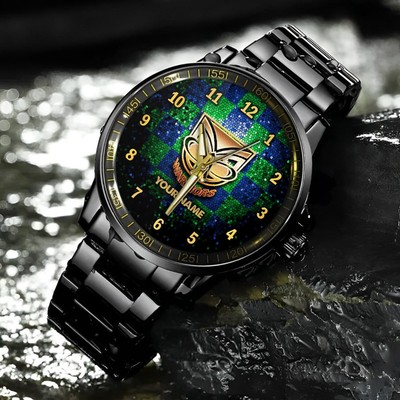Sportswearmerch Warriors NRL Special Personalized Sparkle Black Hand Watch