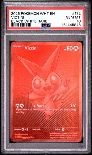 2025 POKEMON WHT EN-WHITE FLARE BLACK WHITE RARE #172 VICTINI PSA 10