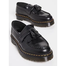 Dr. Martens Adrian Quad Black Platform Shoes Yellow Stitch Mens 7 Womens 8 NEW