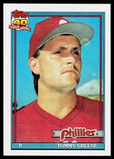 Tommy Greene, 1991 Topps, #486, Philadelphia Phillies,