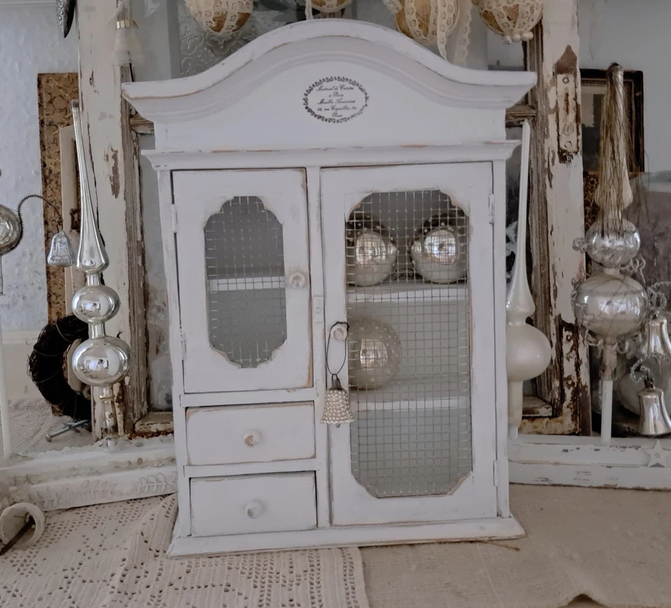 Wandschränkchen weiß Holz shabby chic - Bild 2 von 4