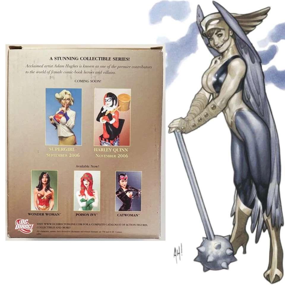 Minibusto Hawkgirl de Women of the DC Universe sin usar, en caja #0729/2200 Adam Hughes DC Direct Foto 2 de 4