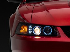 Raxiom For 99-04 Ford Mustang Dual Led Halo Projector Headlights- Black Housing Raxiom For 99-04 Ford Mustang Dual Led Halo Projector Headlights- Black Housing