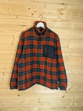 Peregrine England Moon Tweed Orange Navy Check 1/4 Zip Jumper Medium Hangrove