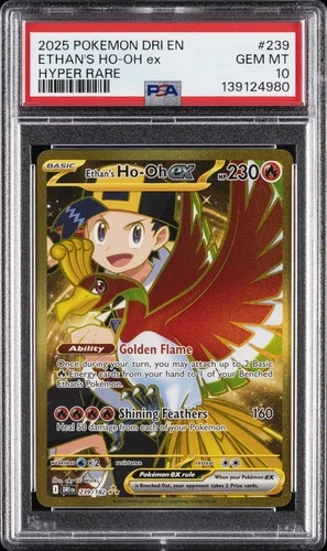 2025 POKEMON DRI EN-DESTINED RIVALS HYPER RARE #239 ETHAN'S HO-OH EX PSA 10