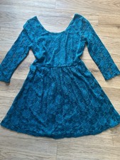 Size M teal lace 3/4 sleeve A-line dress from Pink Owl Apparel vintage inspired