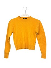 Uniqlo Girls XS 15x18 Mustard Yellow Ribbed Knitwear Mock Neck Fuzzy SweaterLook