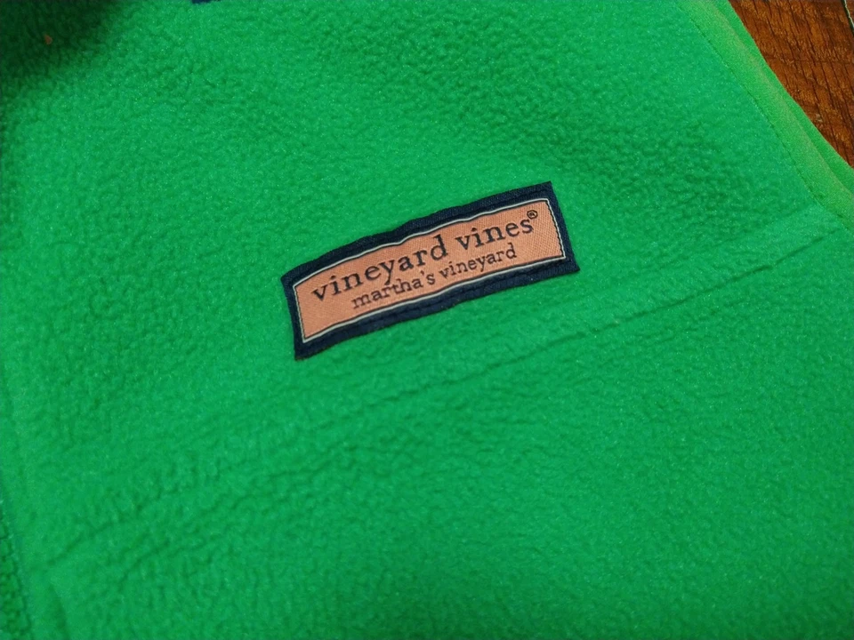 Vineyard Vines Green Blue Fleece Full Zip Vest Pockets Outdoors Men's Small - Image 4 of 4