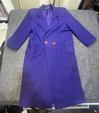 Vintage Purple 100 Wool Coat Long USA Style LTD Large Size 12-14