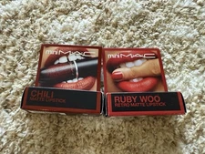 MAC MINI LIPSTIC RUBY WOO And CHILLI Lot  Of 2 NEW