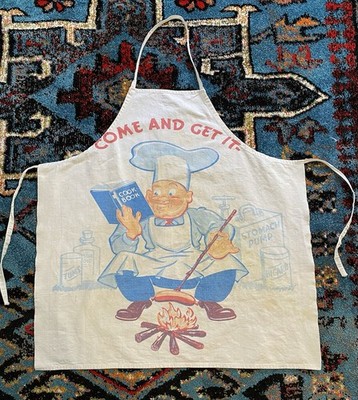 1950s BBQ Grilling Apron Funny Hot Stuff Kitchen Weiner Man Grill Master Rare