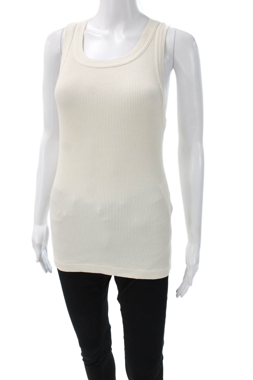 Citizens of Humanity Women Beige Basic Tank Sleeveless Round Neck Size MFree Shipping in US $100+ Orders | $6.95 Orders Below