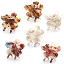 Mini Flower Hair Claw Clips 6 Pack 1.26 inch Acetate Jaw Clamps for Girls