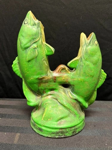 Weller Pottery Coppertone Double Fish Vase