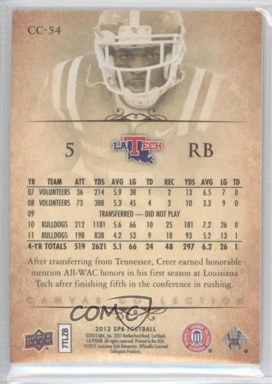 2012 SP Authentic Canvas Collection Lennon Creer #CC-54 Rookie RC - Image 2 of 2