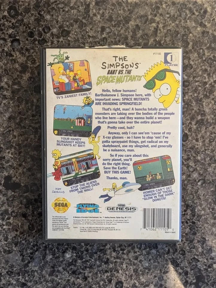 Simpsons: Bart vs. The Space Mutants (Sega Genesis, 1992) CIB, Authentic, Tested - Image 4 of 4