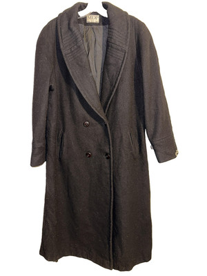 Mario De Pinto Coat Womens XL Gray Wool Long Overcoat Shawl Collar Lined Buttons