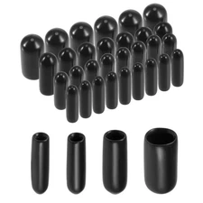 uxcell 100pcs Round Rubber End Caps 3/32" 1/8" 5/32" 3/32 1/8 5/32 1/4, Black 