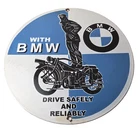 Vintage BMW Sign - Porcelain Metal Motorcycle Gas Pump Service Auto Sign