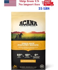ACANA Grain Free High Protein Dry Dog Food, Free Run Poultry Recipe, 25 lb Bag.