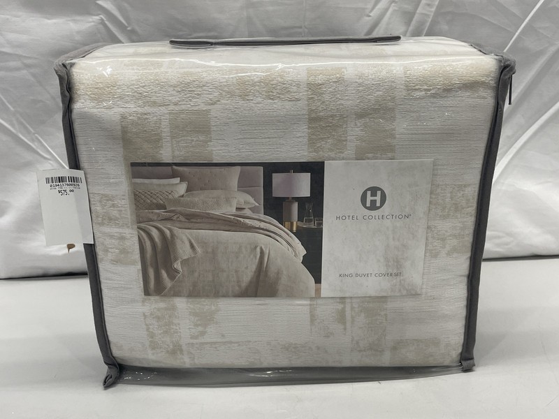 Hotel Collection 3 Piece Bedding Set Duvet Cover Pillow Cases King Stucco Plaid