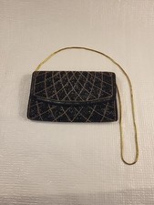 Vintage Beaded Clutch Purse By Walborg Style 338/1 Black And Gold