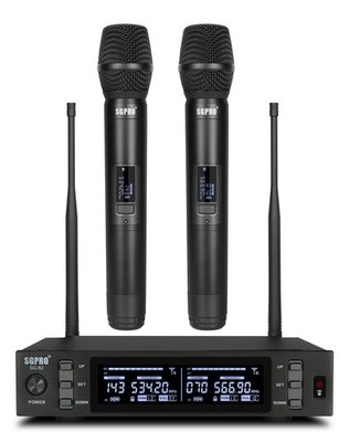 Dual Wireless Microphone System - Metal Handheld Mics & Receiver, Adjustable ...