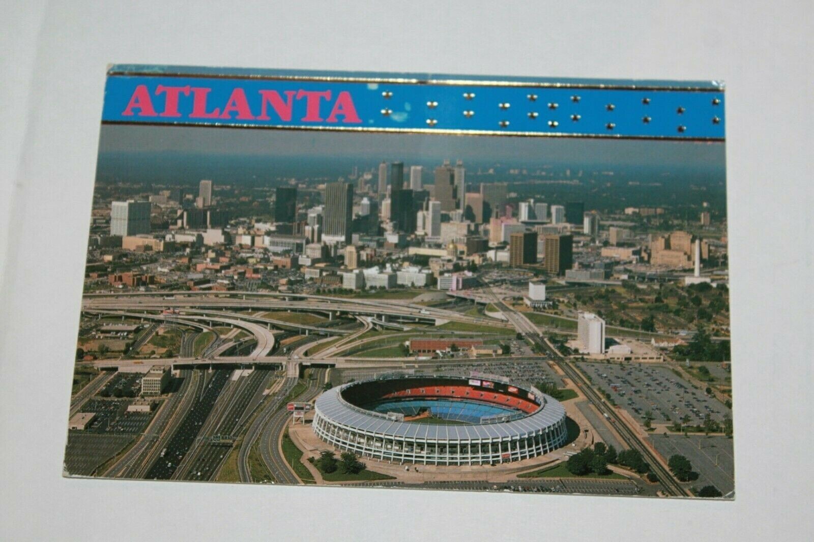 Vintage Sports Stadium Postcard Fulton County Stadium Night Atlanta