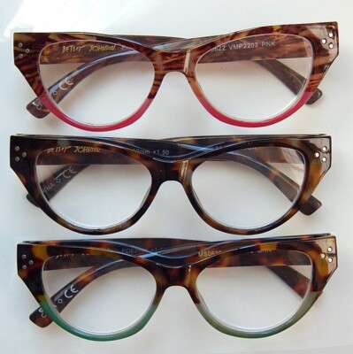 BETSEY JOHNSON 3 PACK PREMIUM READING GLASSES MULTI READERS +1.50+2.00+2.50 NEW 
