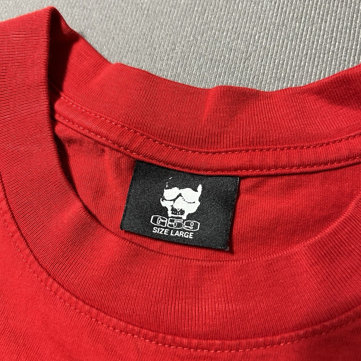 G59 Records Shirt Mens Large Red Cotton Short Sleeve