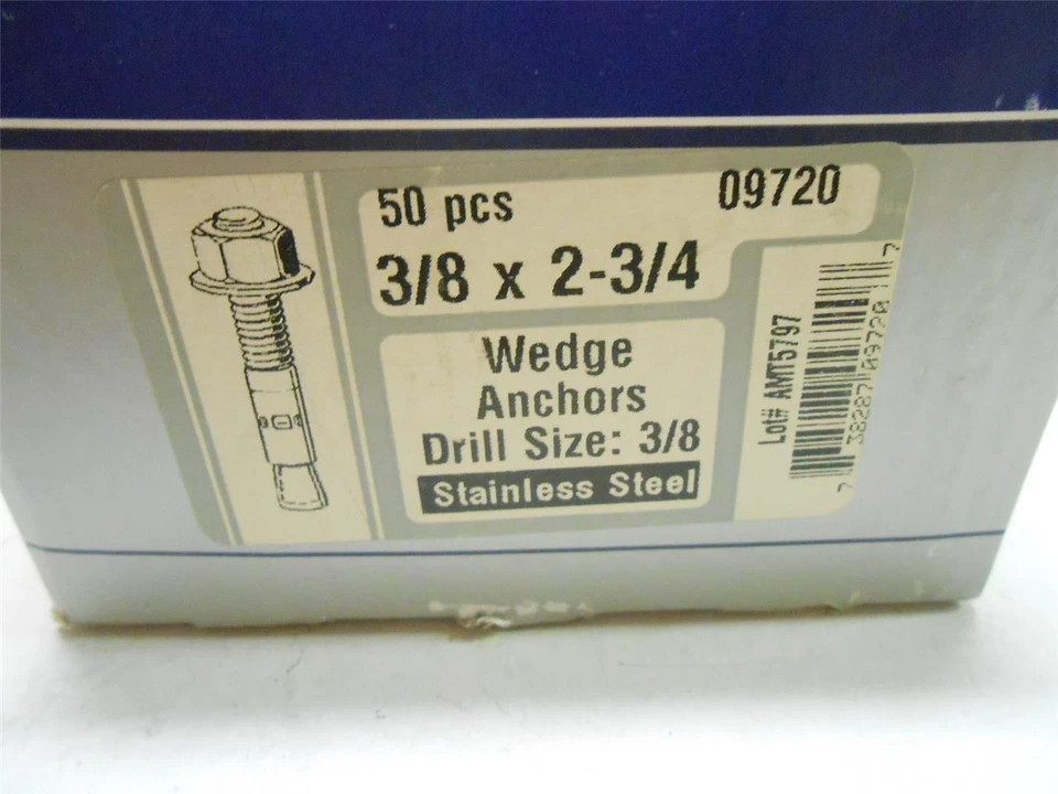MIDWEST FASTENER STAINLESS STEEL 3/8 X 2-3/4 WEDGE ANCHOR (LOT OF 50) - Image 3 of 3