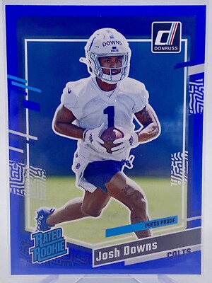 2023 Donruss Football Blue Press Proof Josh Downs #345 Rated Rookie Colts