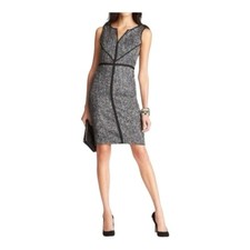 Ann Taylor Gray & Black Sleeveless Tweed Pencil Dress Women Size 10
