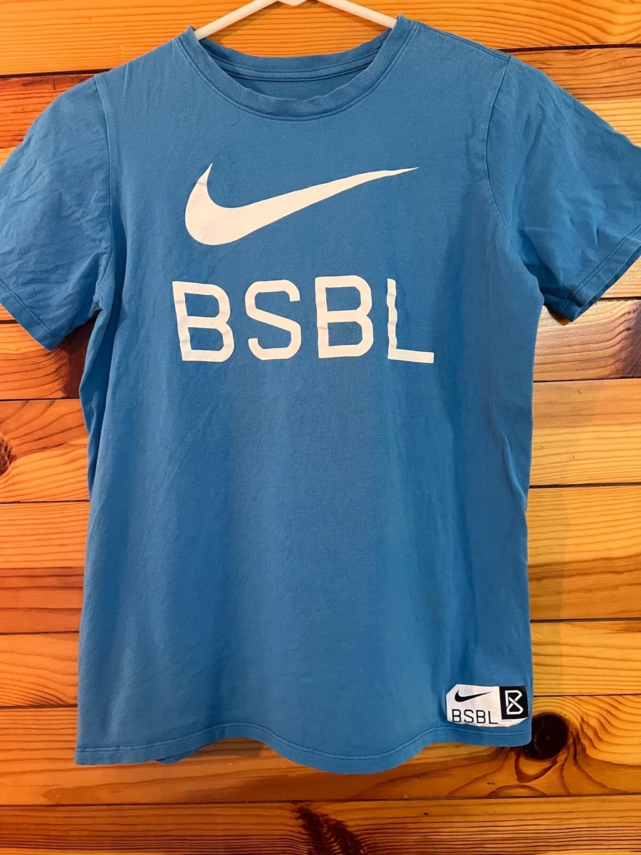 Nike Baseball The Nike Tee Athletic Cut Shirt Boys Blue Short Sleeve Top L