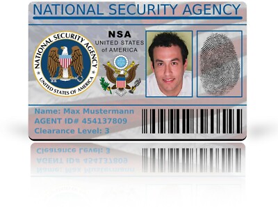 NSA-Ausweis als hochwertige Plastikkarte, Scherzartikel, Personalisiert - AU-412