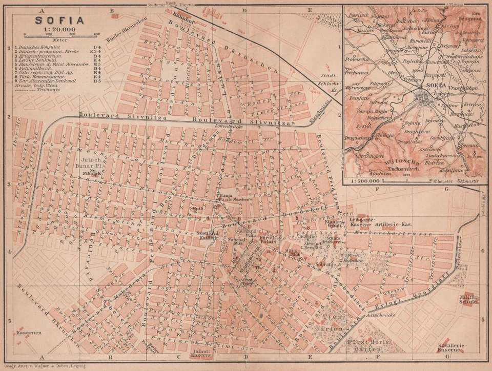 SOFIA София   Original city plan map  1905 BULGARIA - Image 3 of 4