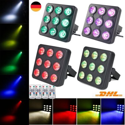 4stk RGBW 9 LED Par Scheinwerfer Bühnenlicht DMX Strobe Party DJ Disco Remote