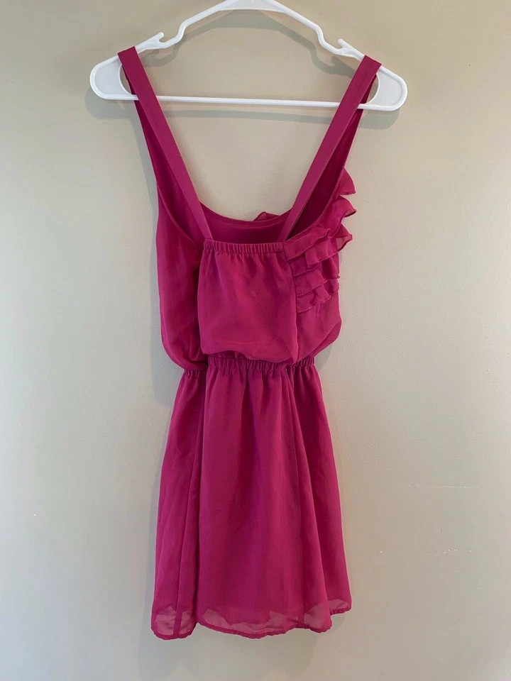 Eyelash Couture Lightweight Sleeveless Ruffle Top Pink Dress SZ SM - Image 3 of 4